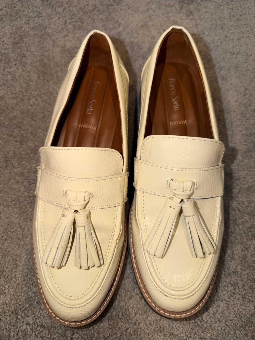 Franco Sarto Women’s Off-White Tassel Loafers